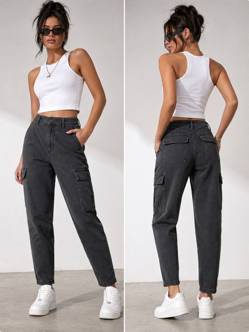 Wilfred Free charcoal cargo pants size 0 tapered streetwear Y2K minimalist